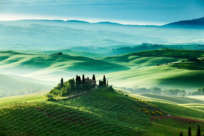 Tuscany fields at sunrise