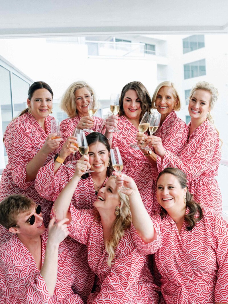 Bridal Party in Red Pajamas