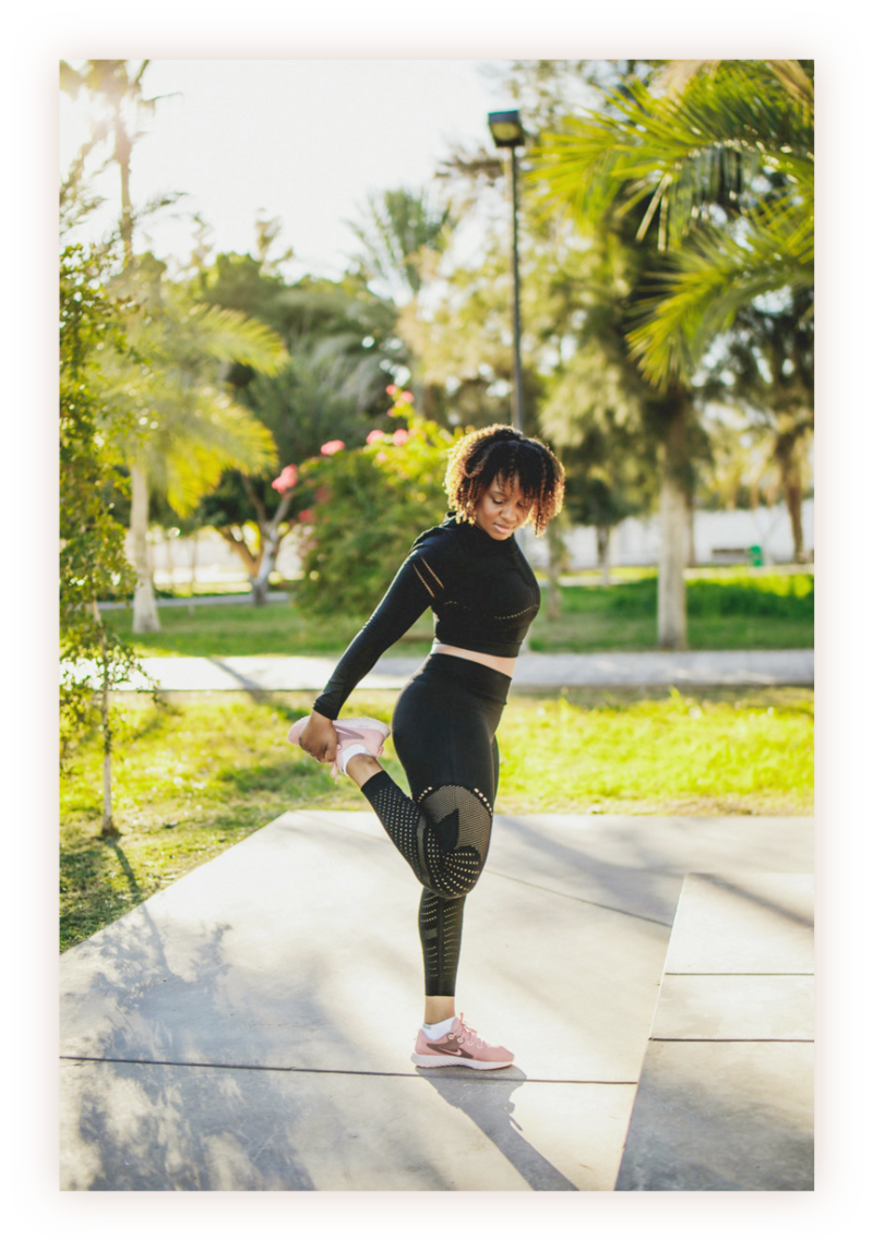 wellness and fitness woman doing a workout outside