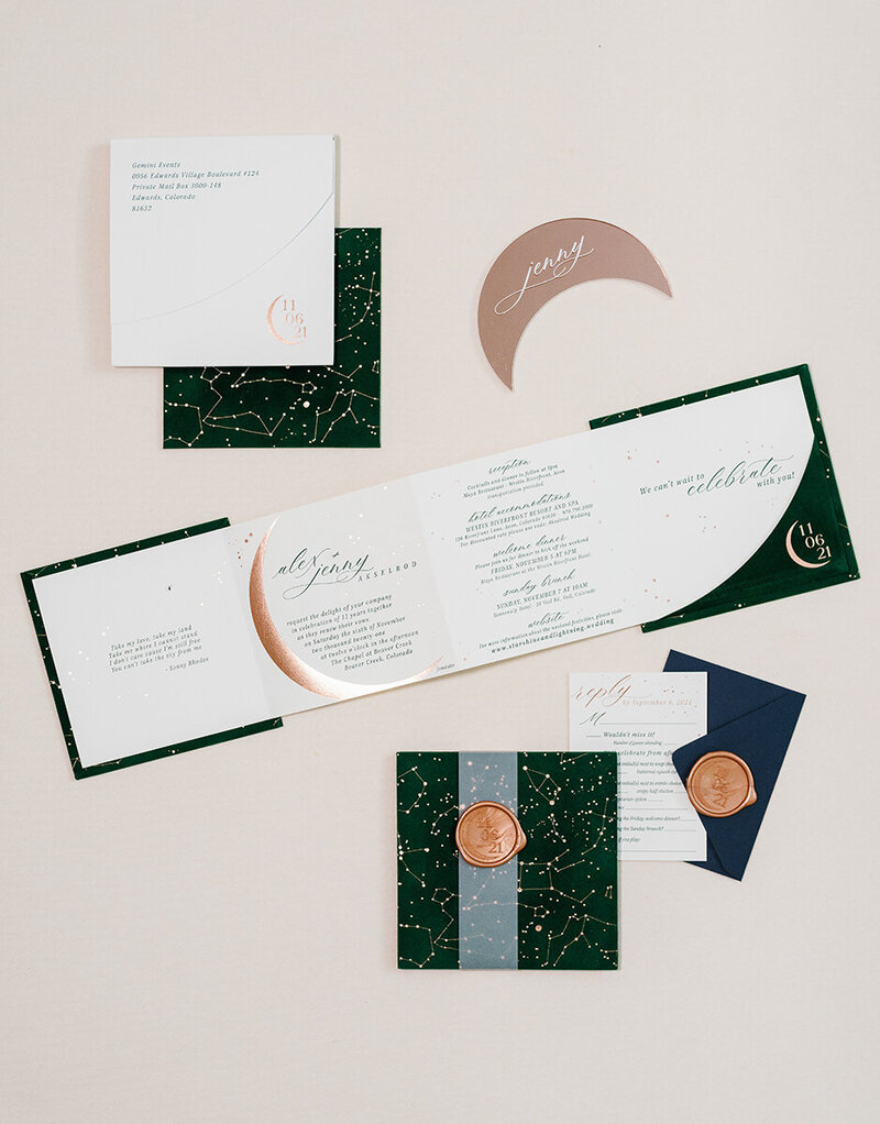 Celestial Velvet Wedding Invitations