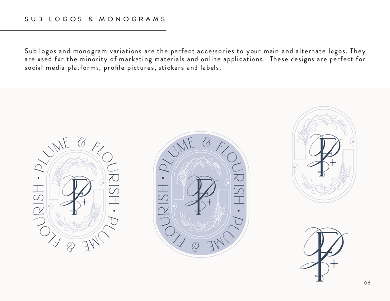 Plume & Flourish Brand Identity Style Guide_Logo Variations
