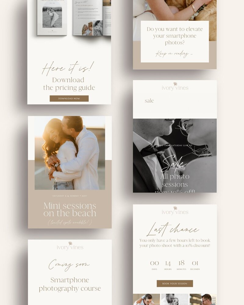 Neutral Flodesk templates for photographers Ivory Vines 12