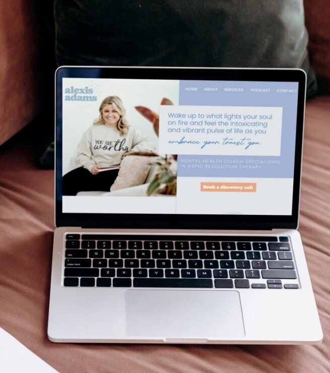 Mockup of a custom Showit website designed by Alexa Lucky Creative for a service-based business owner