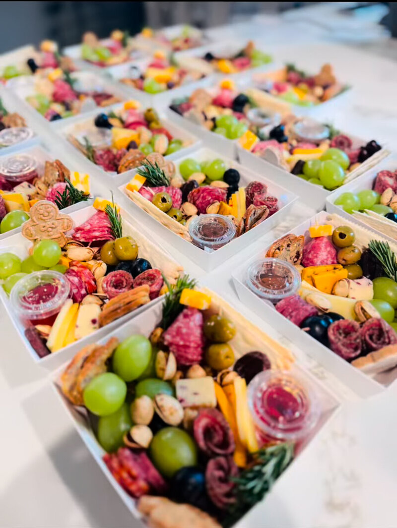 Grapes, cheeses, herbs and meats.