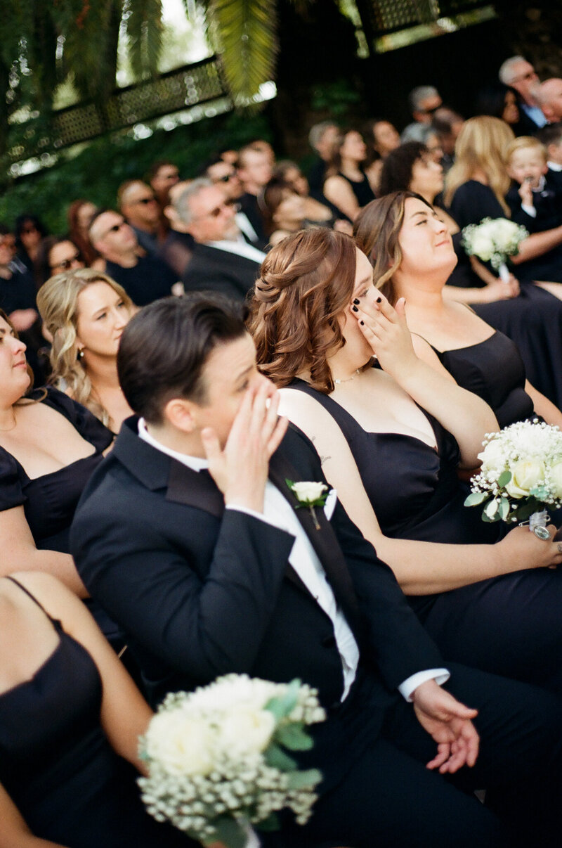 Film photograph of people crying during ceremony at McCormick Home Ranch captured by California film wedding photographer.