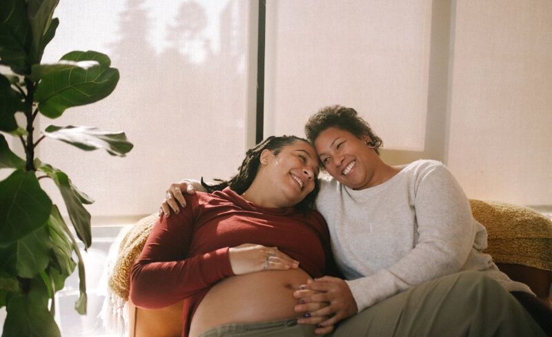 Black mom with newborn baby
