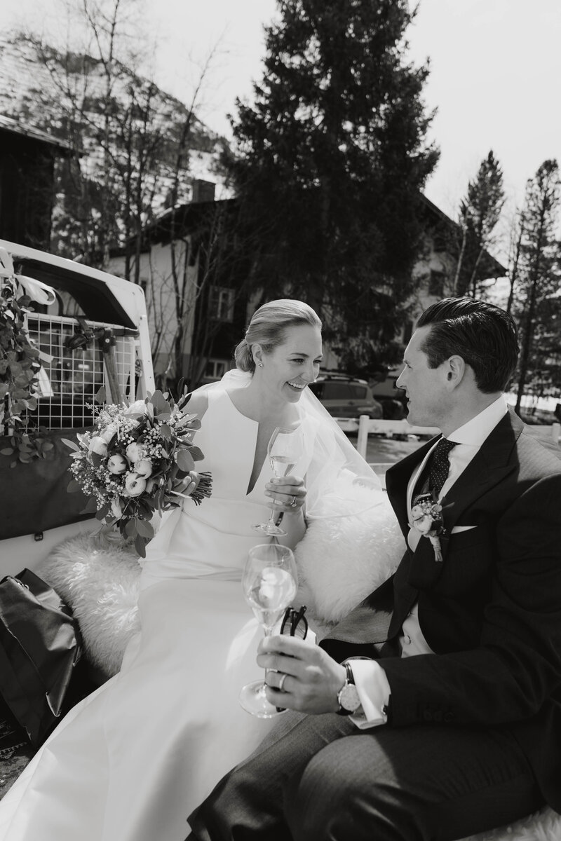 couple after wedding cheering in austria