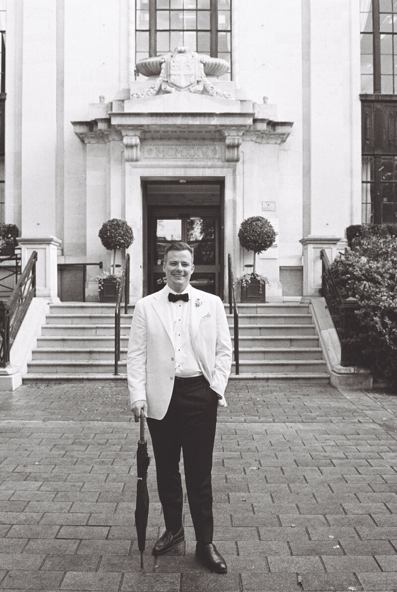 Groom portrait at Islington Town Hall