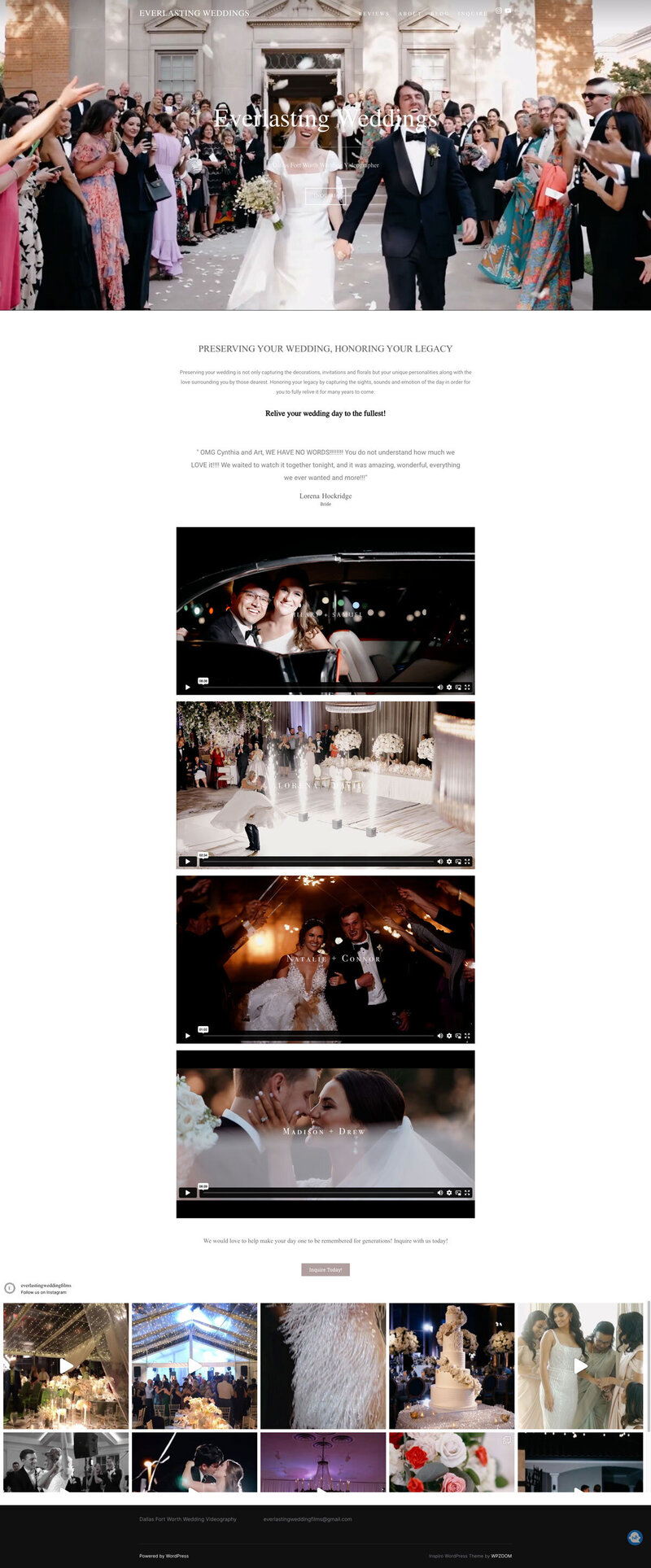 old website design of everlasting weddings