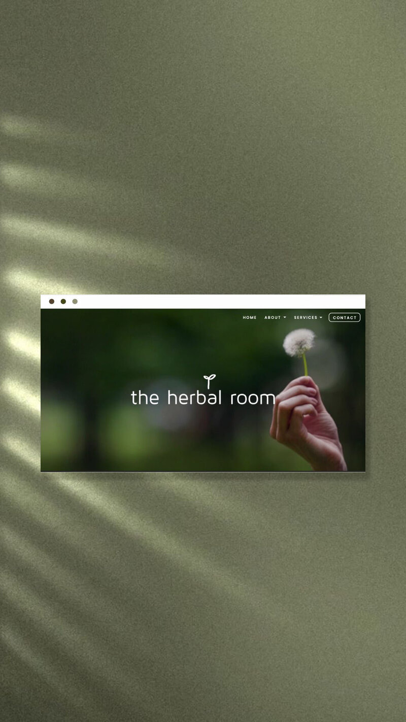 Naturopath homepage landing page screen displayed against a green background.