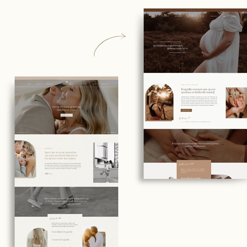 Showit template personalisatie Jolien Leen Fotografie