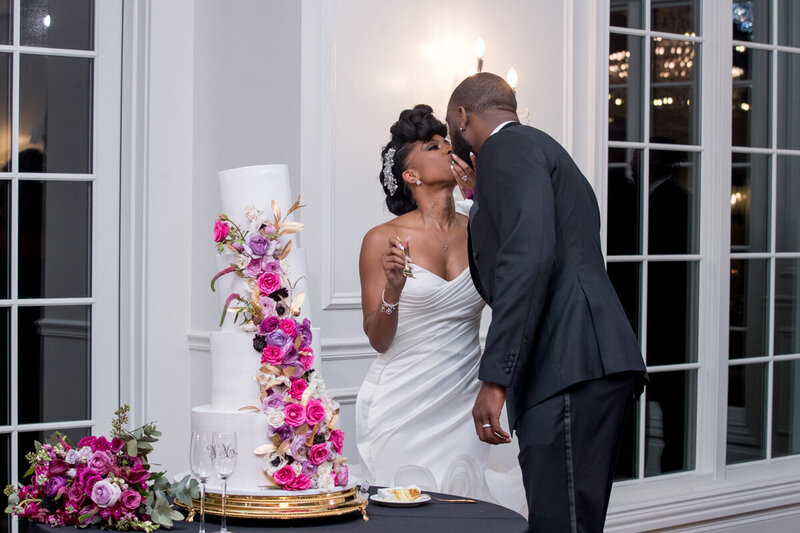 Swank Soiree Dallas Wedding Planner JacqueRae & Rashard - cutting the cake