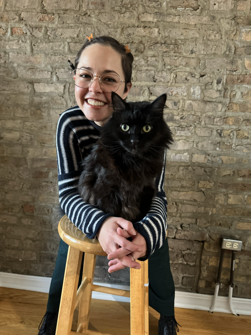 Lauren posing with black cat