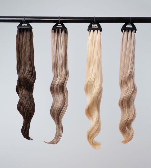 Weft Hair Extensions Hanging up