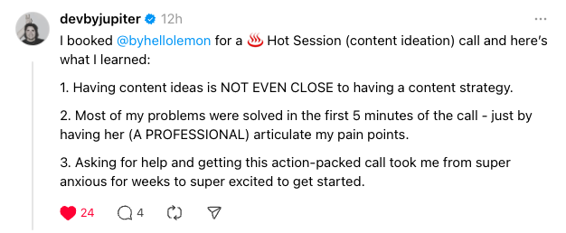 screenshot testimonial for Served Hot