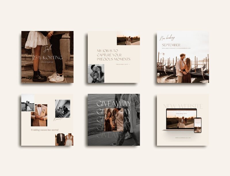 Boho Instagram post templates voor fotografen