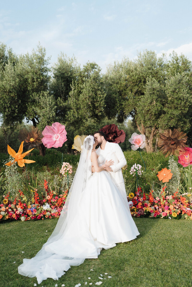 Bride and Groom Kissing