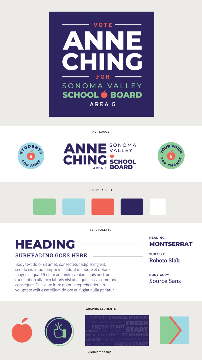 Brand guidelines for school board campaign design