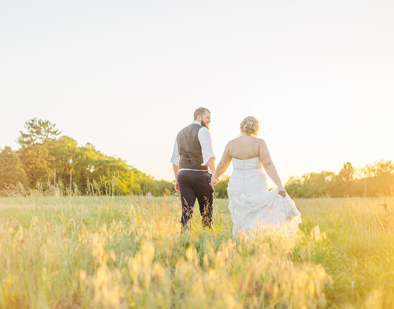 bride and groom at sunset new journey farms
