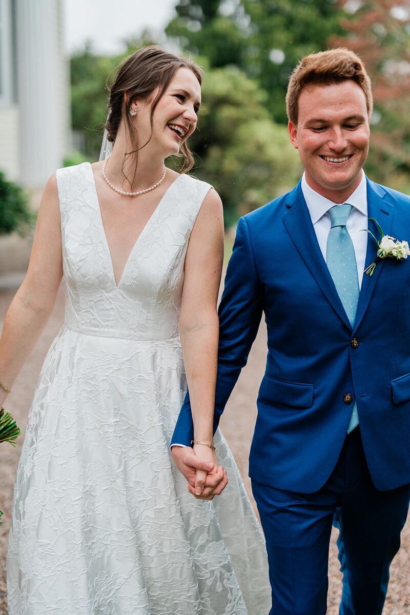 Bride and groom embracing each other
