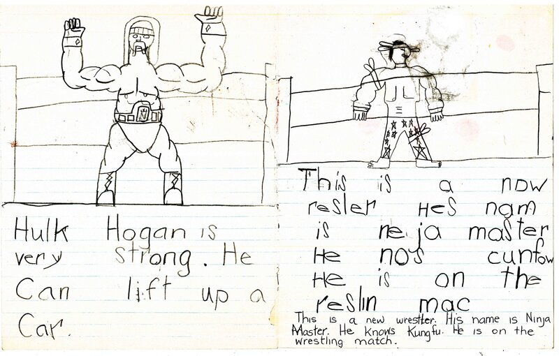 Brent Ray Fraser Hulk Hogan and Ninja Master Drawing 1986