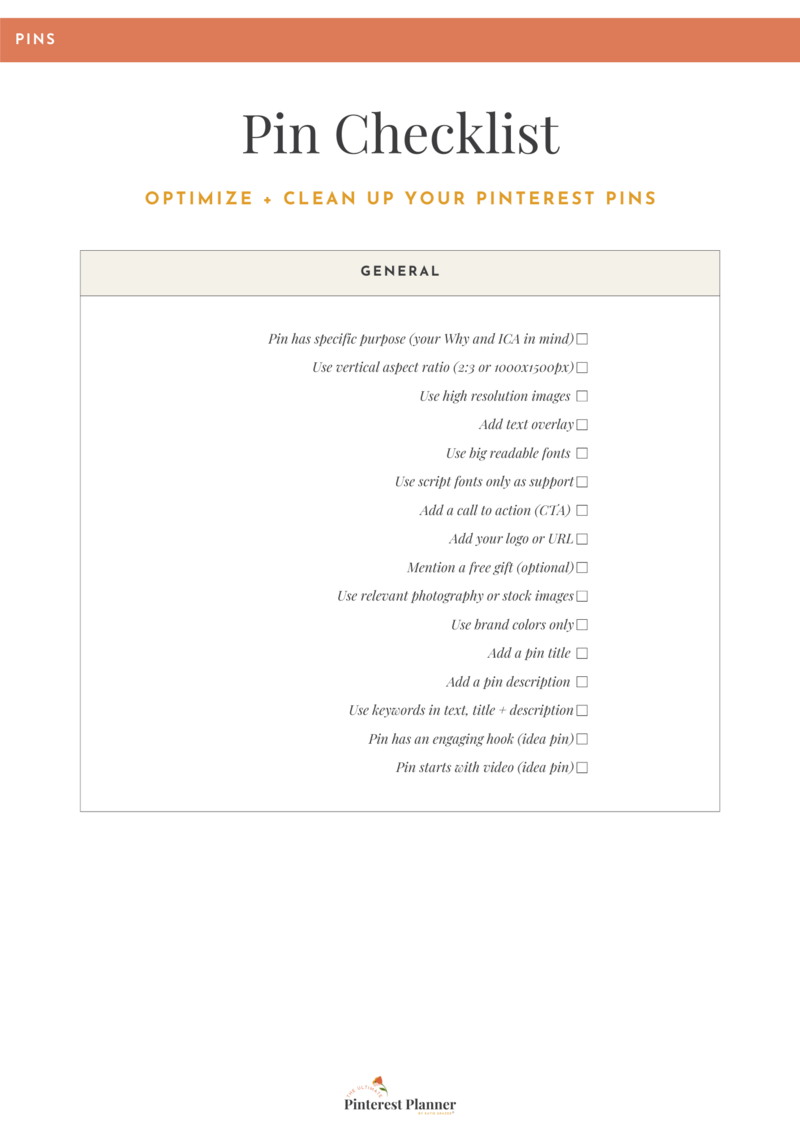 Pin Checklist