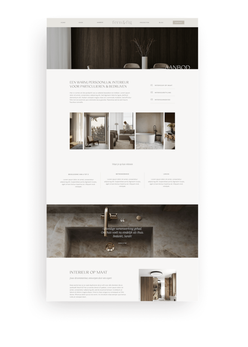 Showit website template voor interieur designers