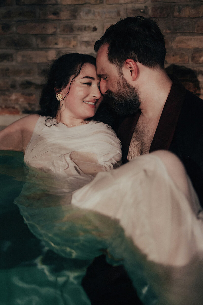 Romantic, sexy, Chicago wedding in a bath house