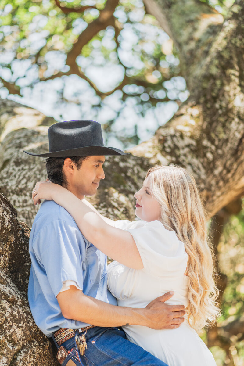 Portrait of   couple during their engagement in Pataluma, California