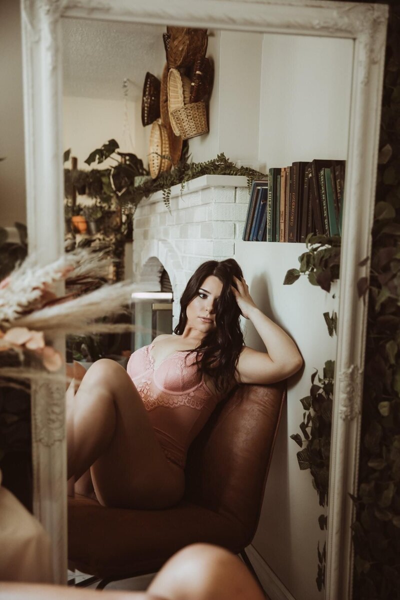 Woman posing in lingerie