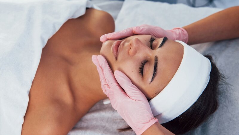 Sculptra injection on the face of a woman