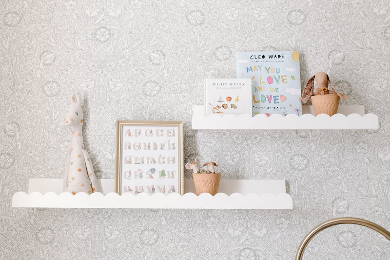 Nursery bookshelves during Indianapolis newborn and family photographer Capturing Simplicity Photography