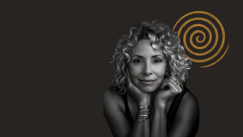 Portrait of Lidia Ranieri with golden spiral motif, used as thumbnail for the free Primer Video on evolutionary astrology and inner timing.