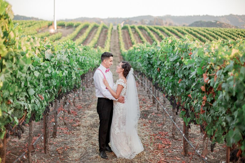 California wedding photographer takes picture of couple in vineyard