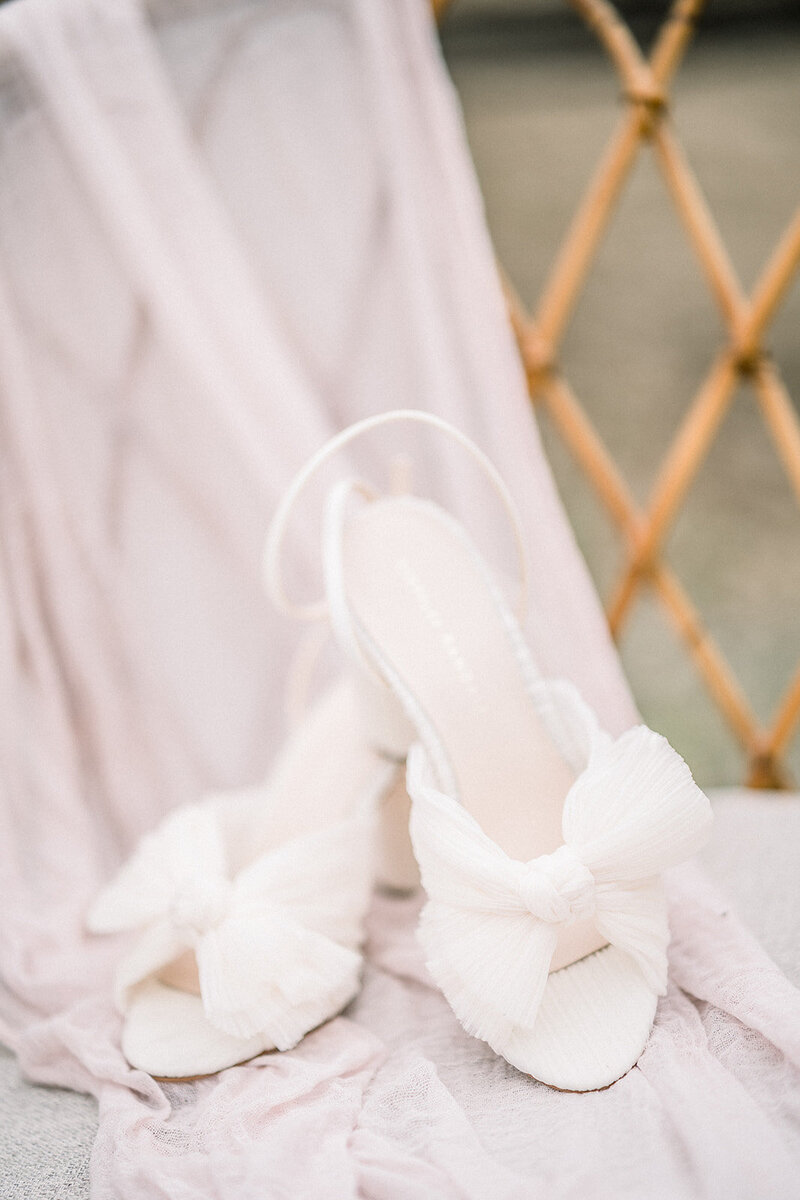 Bride’s Soft Pink Wedding Heels at Ojai Valley Inn