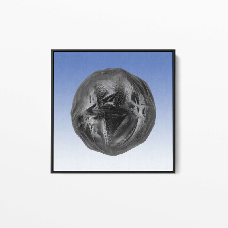 Fine Art Canvas with a black frame featuring Project Stardust micrometeorite NMM 3661 collected and photographed by Jon Larsen and Jan Braly Kihle
