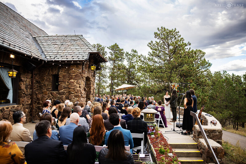 Outdoor Wedding on the Back Patio at Boettcher Mansion in Colorado