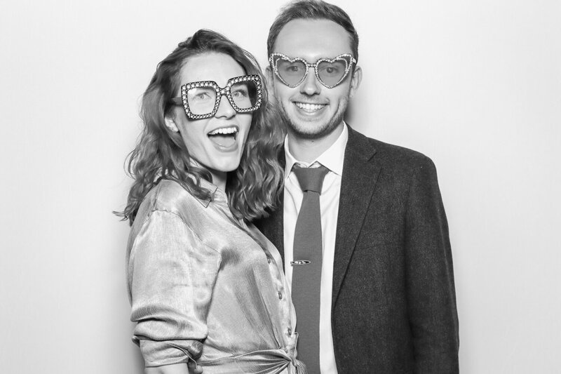 B&W photo booth print for christmas and private party photo booth hire at De Vere Tortworth court 