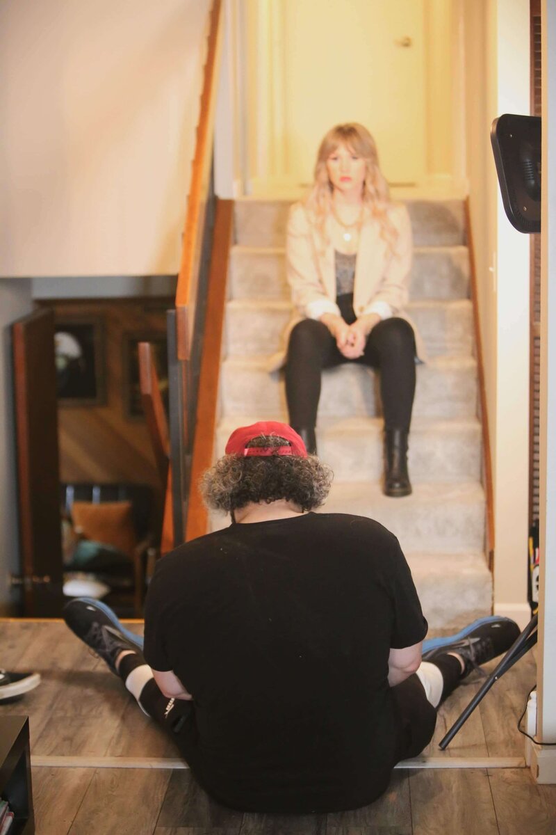 Actress and indie film producer Cassi Angier on set.