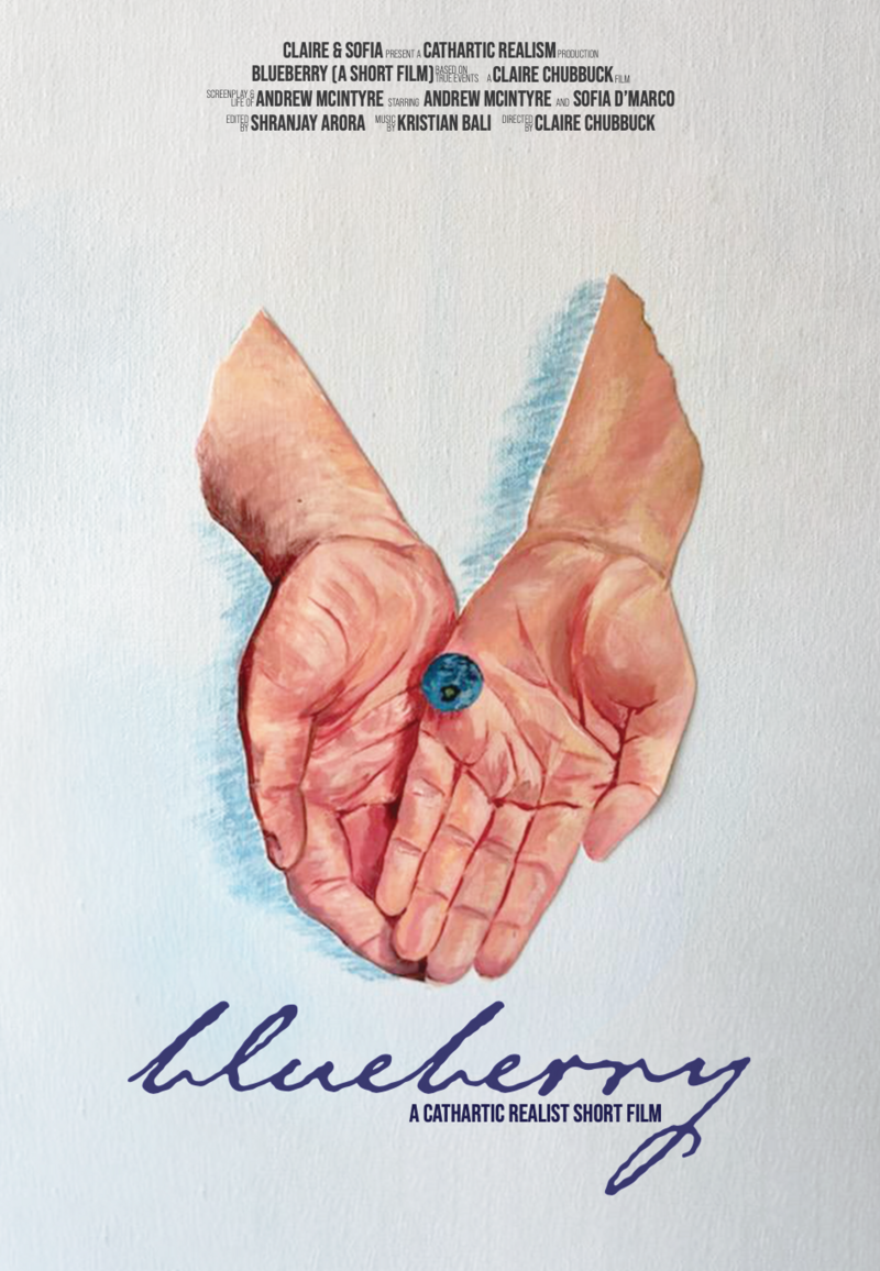 Blueberry film poster featuring abstract artwork with blue tones and the title 'Blueberry' in bold white font