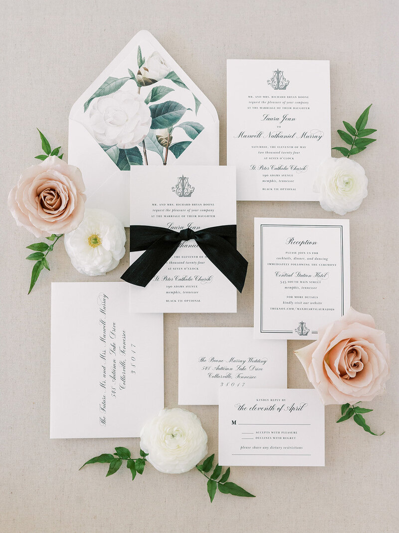 Kelly McDevitt Design Monogram Wedding Invitation