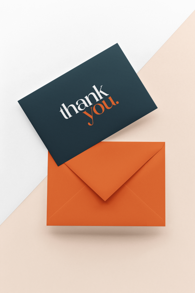 Branded Thank You Card Mockup for Virdee Finance and Mortgage Services branding created by Leithal and Co