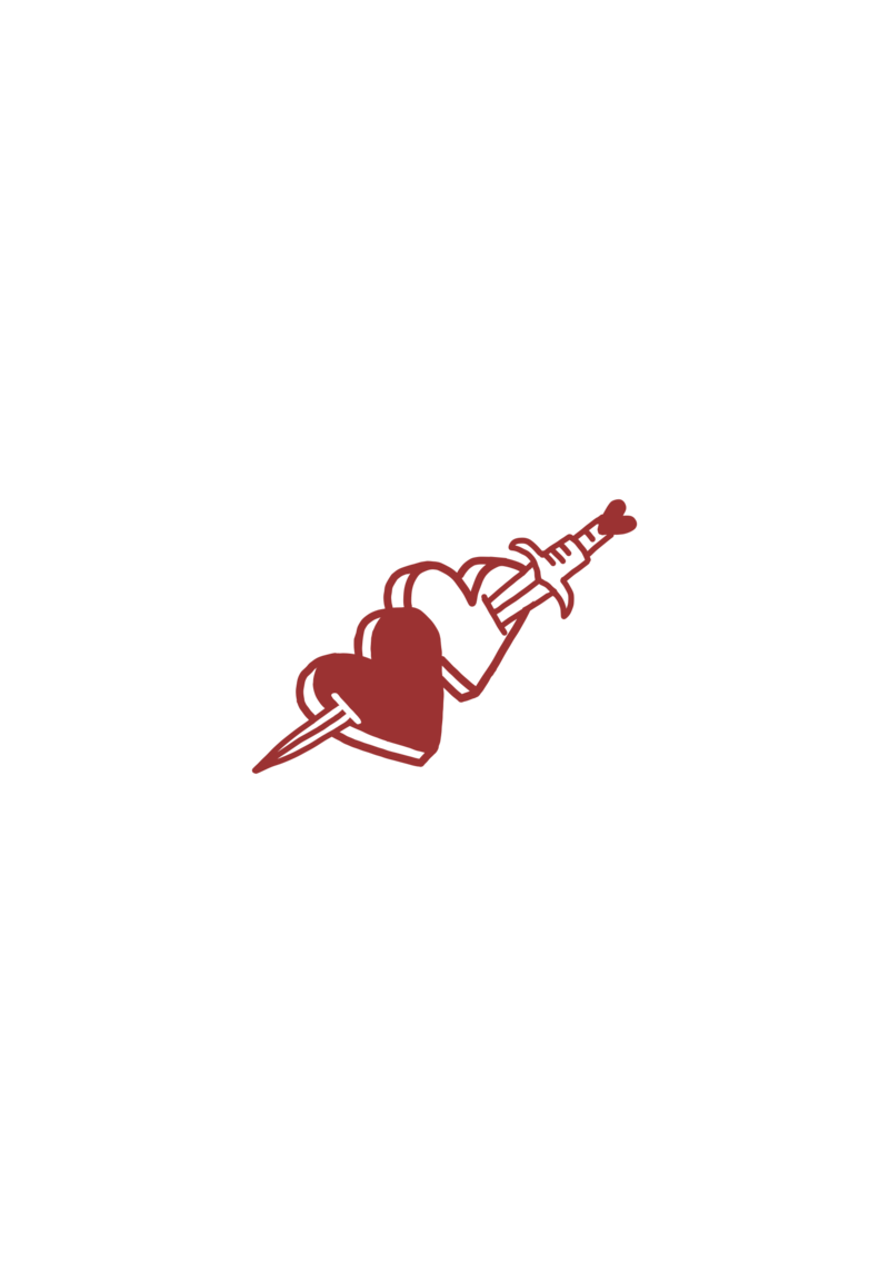 hearts with dagger red