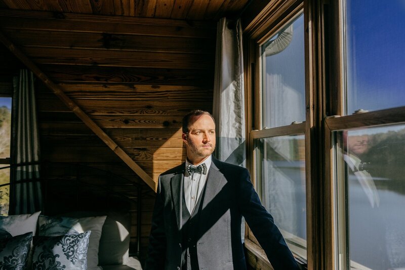 Groom getting ready at Lake House at Bulow in Charleston SC 