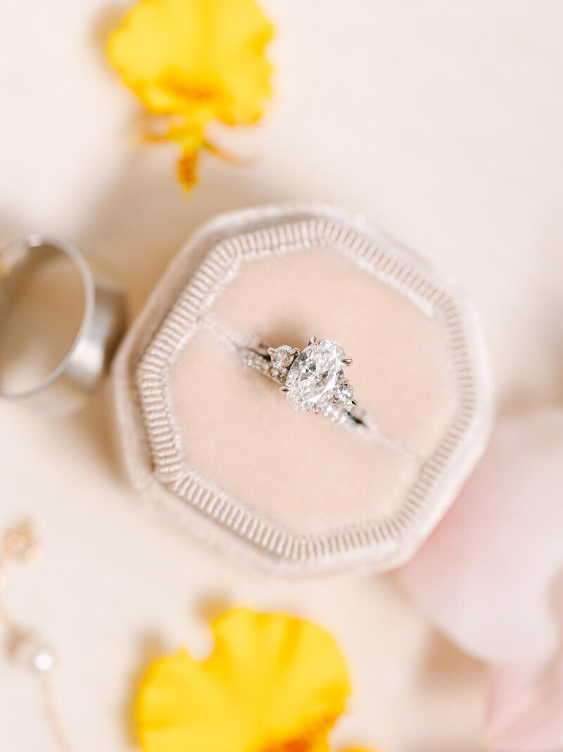close up macro photography shot of wedding engagement ring