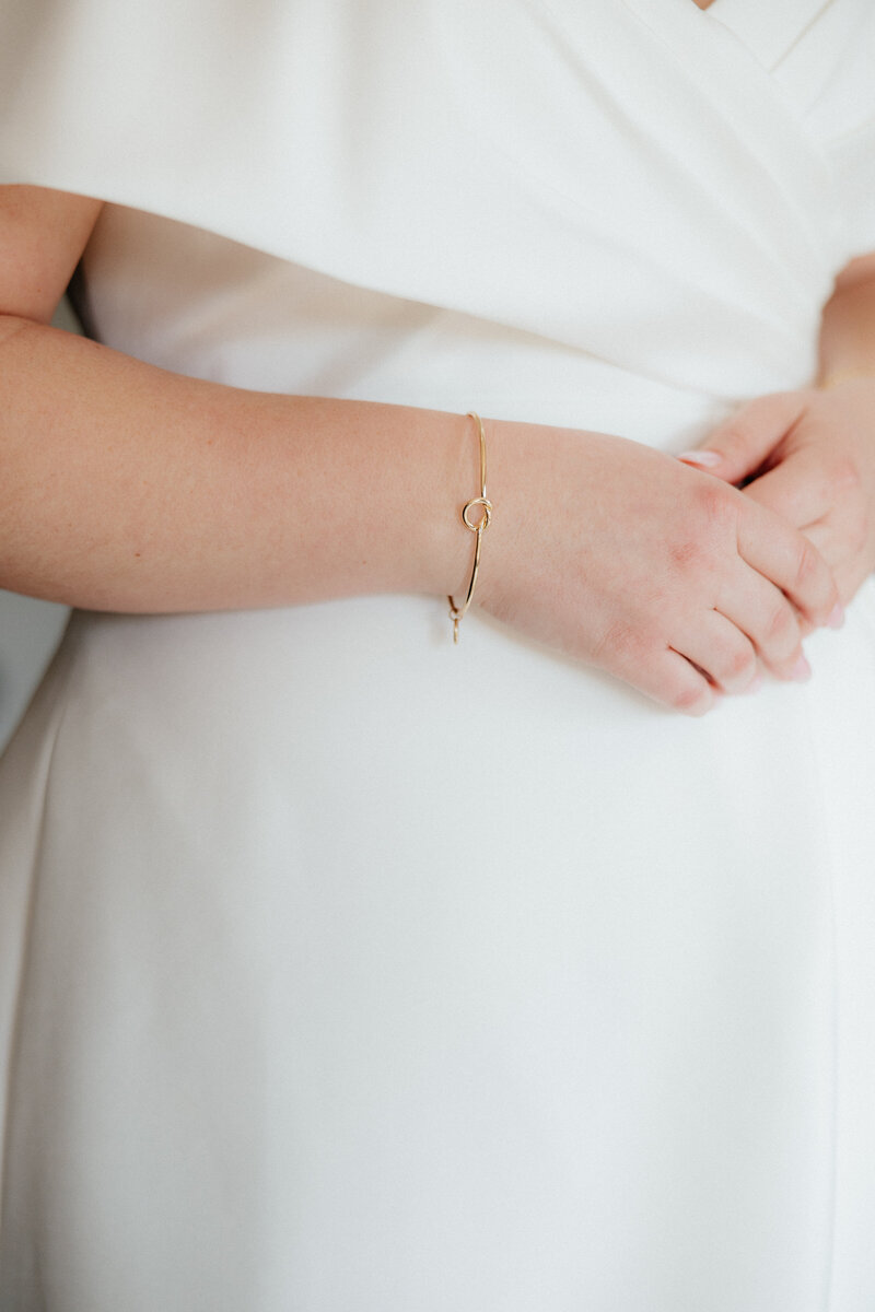 Close-up of the bride's bracelet.