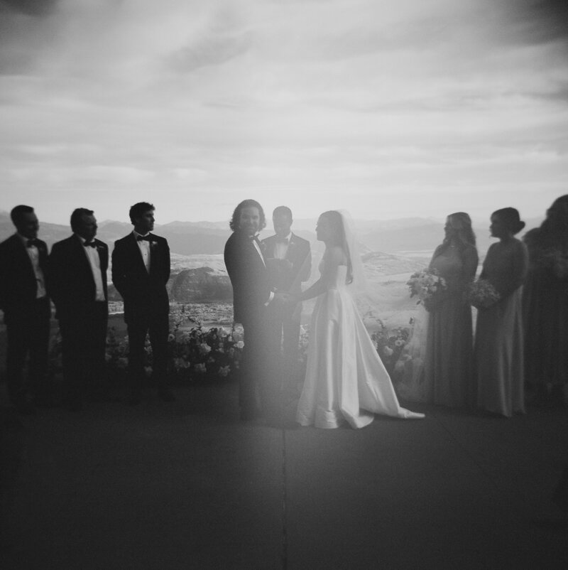 Bride and Groom laughing at wedding ceremony