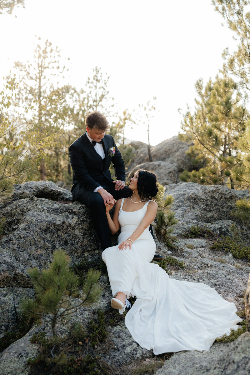 A couple forehead to forehead.