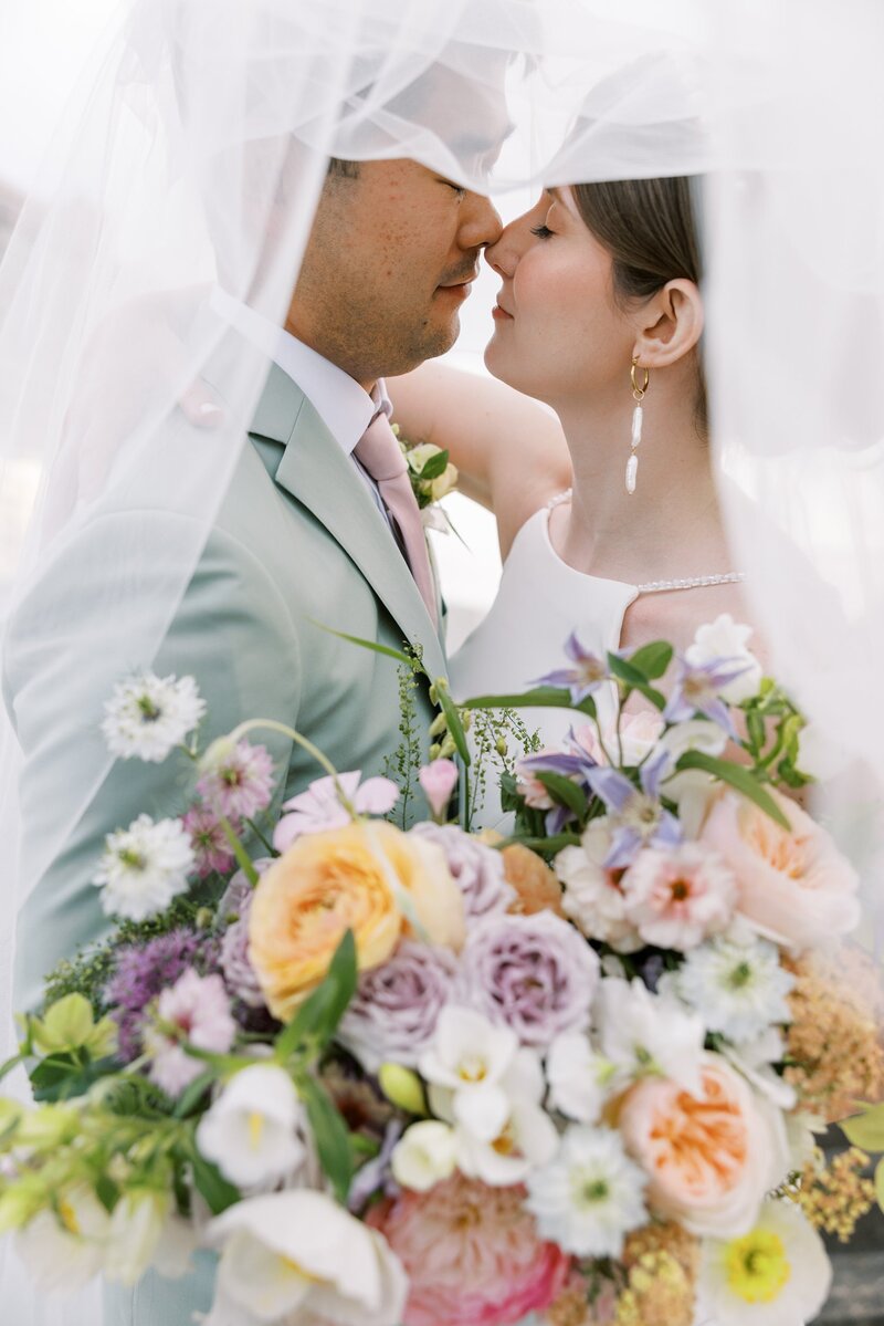 Bride and groom posing
