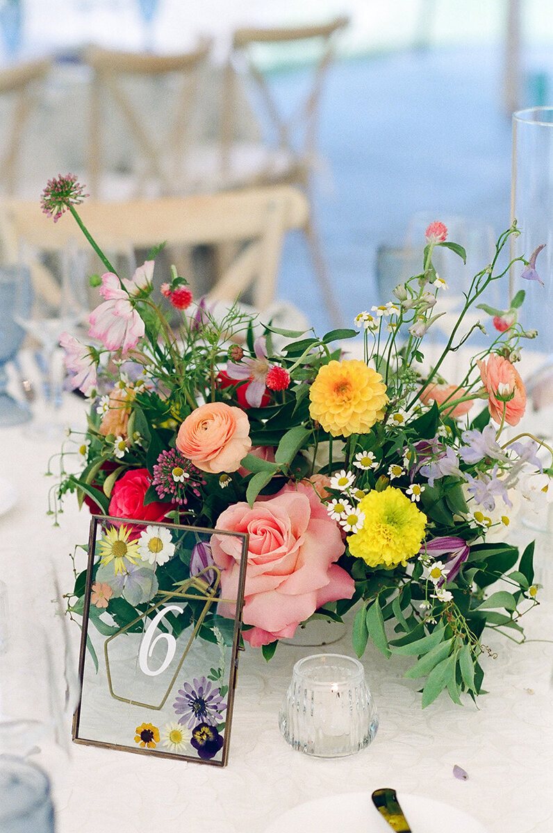 Pressed flower table number